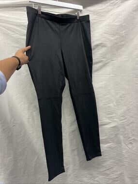 Trouve Sz M Faux Leather Ankle Leggings Black High Rise Slimming